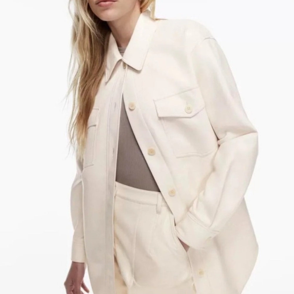 NWT Wilfred Faux Leather Ganna Shirt Jacket Oversized Shacket in Birch